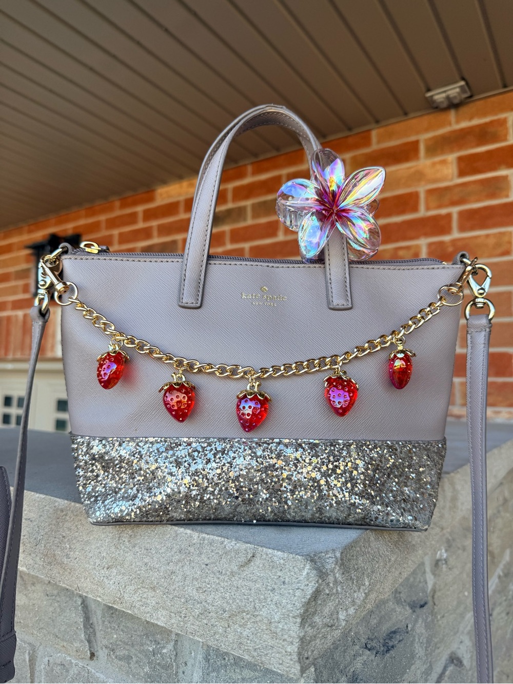 Kate Spade Greta Court Ina Cityscape Glitter Satchel Handbag Crossbody WKRU5610